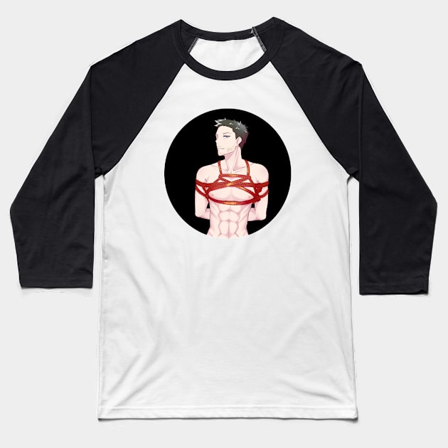 Manga Shibari Bondage Boy Baseball T-Shirt by ShibariZone